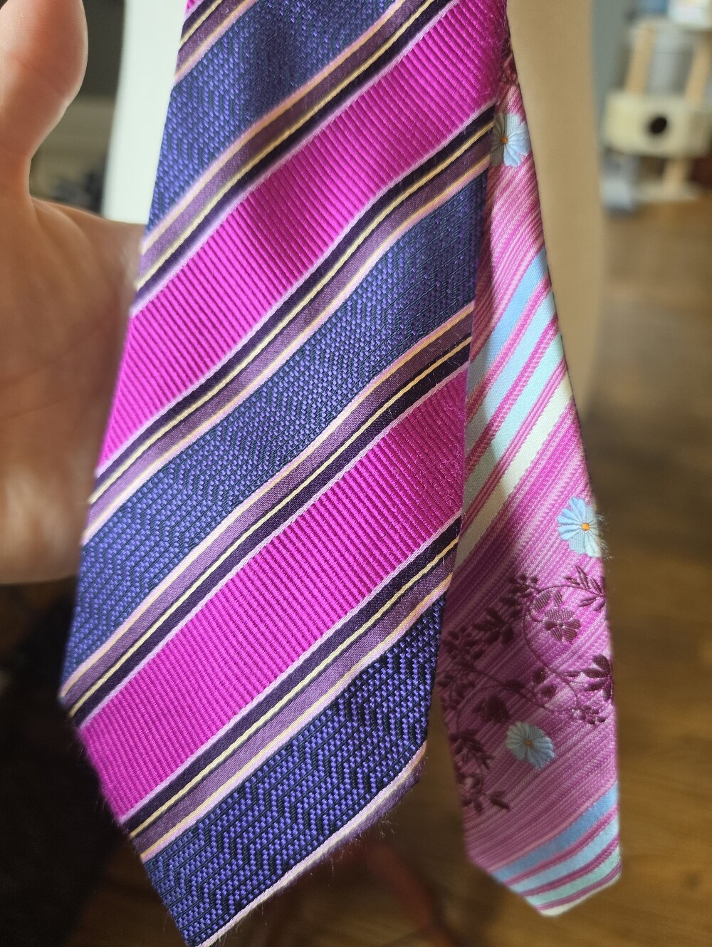 Robert Graham Pink and Pirple Striped Silk Tie